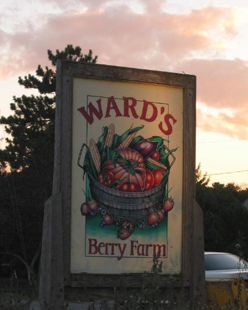 Ward's Berry Farm sign in Sharon, Massachusetts